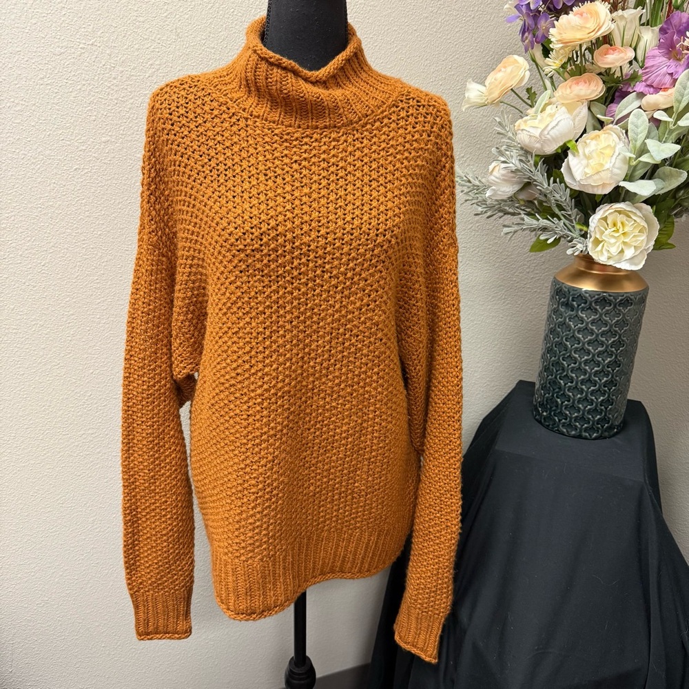 A.N.A Rust Chunky Knit Turtleneck Sweater M | Cozy Fall Winter Pullover Chic - Picture 1 of 7